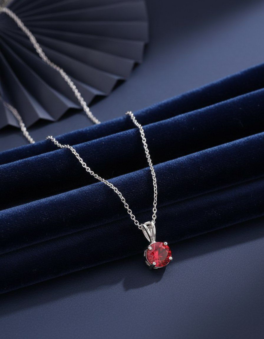 Elegant Red Gemstone Pendant Necklace