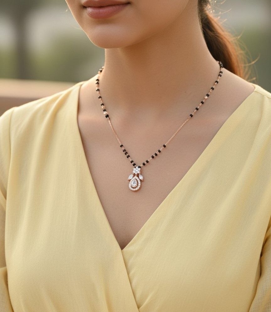Minimalist Black Bead & Diamond Necklace