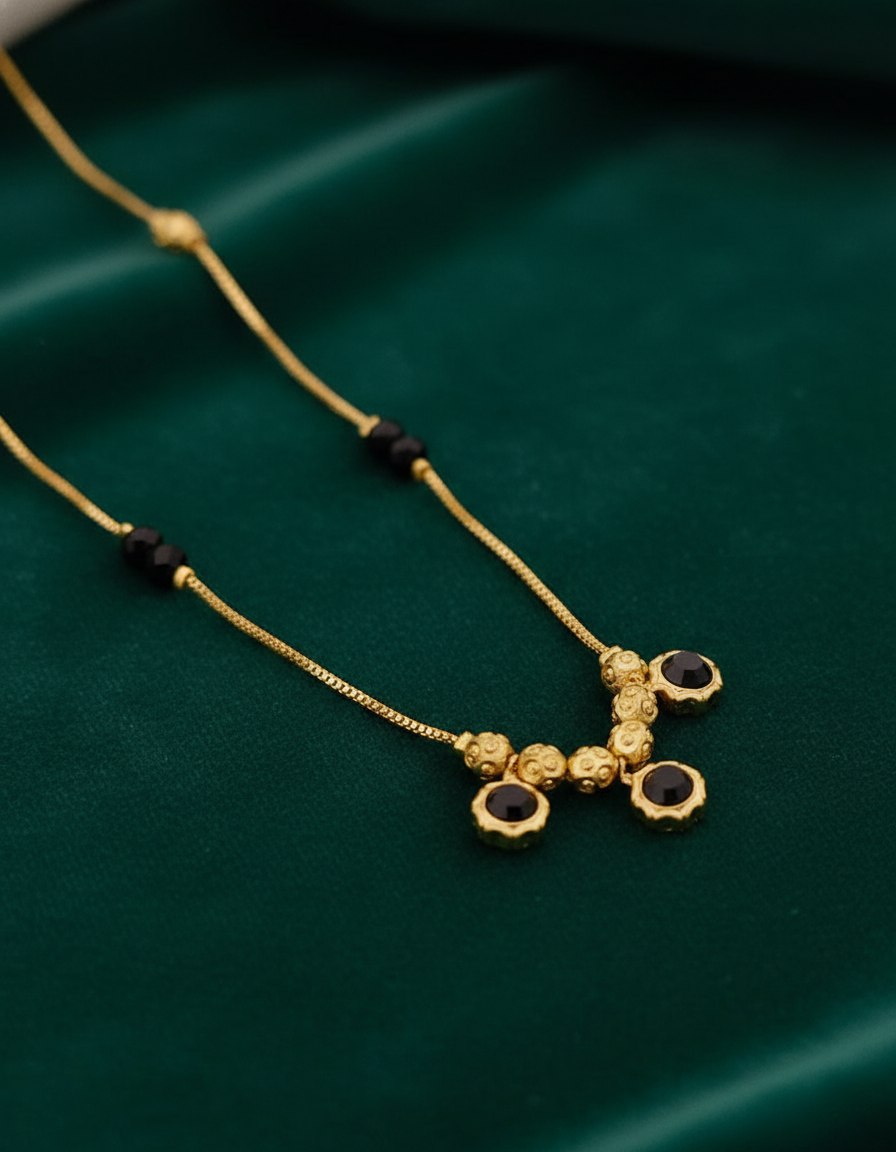 Minimalist Gold & Black Bead Necklace