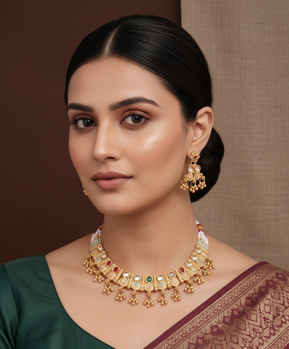 Multicolor Pearl Heritage Necklace Set