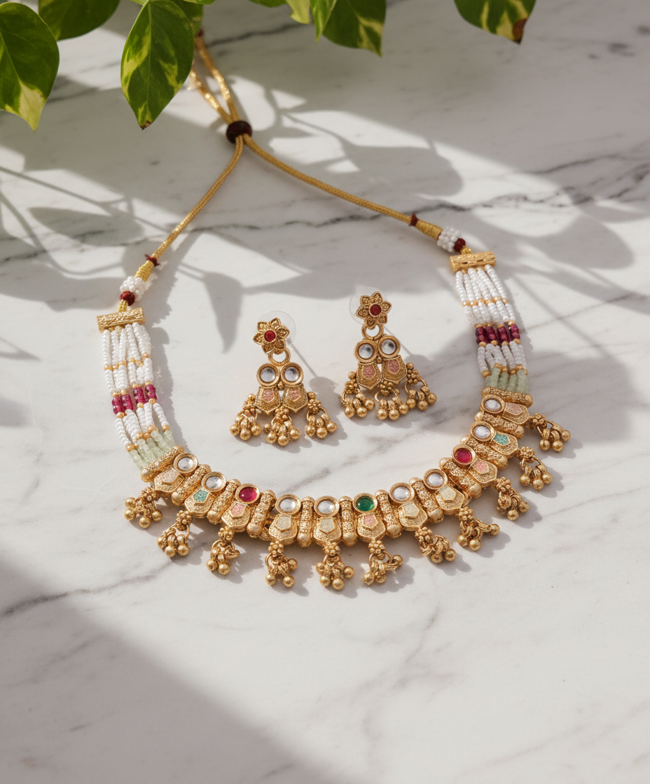 Multicolor Pearl Heritage Necklace Set